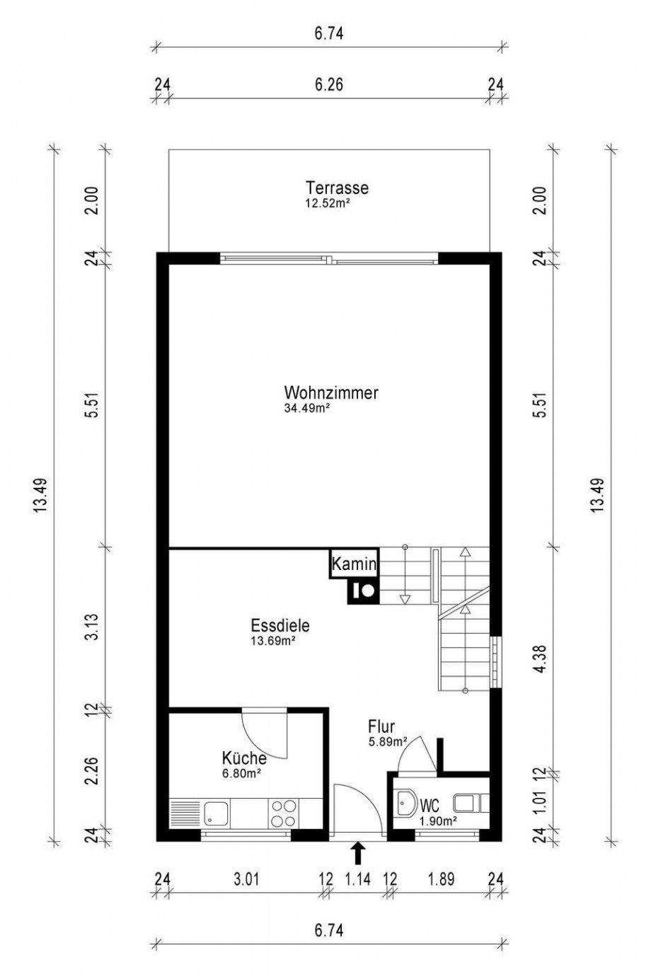 Grundriss EG Doppelhaushlfte Reinheim