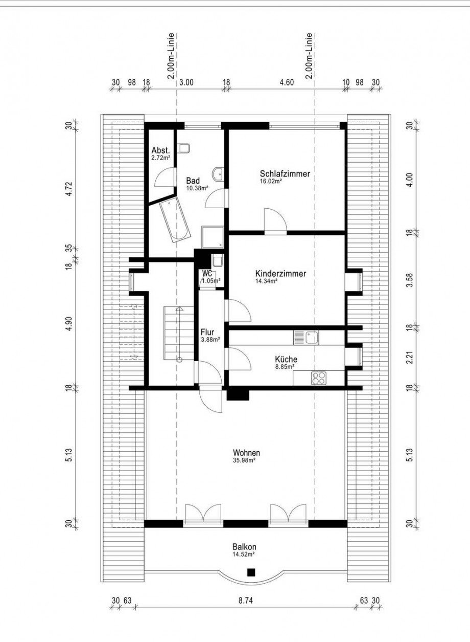 Grundriss Dachgeschosswohnung Langen (Hessen)