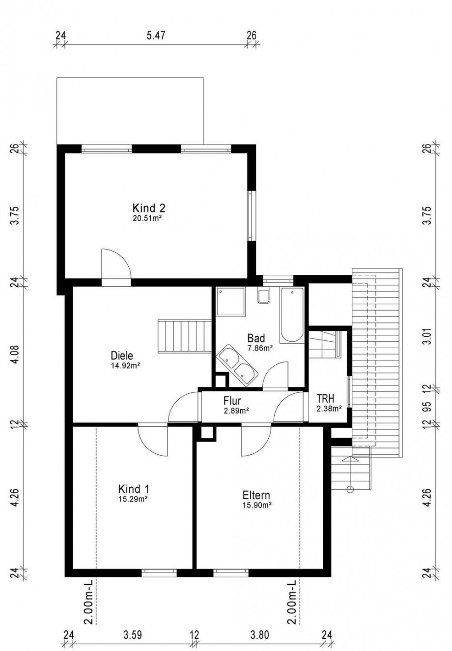 Grundriss Obergeschoss Einfamilienhaus Riedstadt