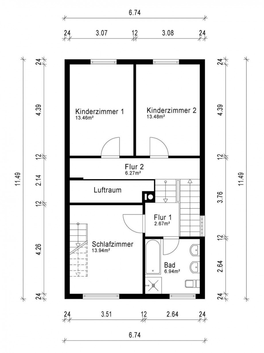 Grundriss OG Doppelhaushlfte Reinheim