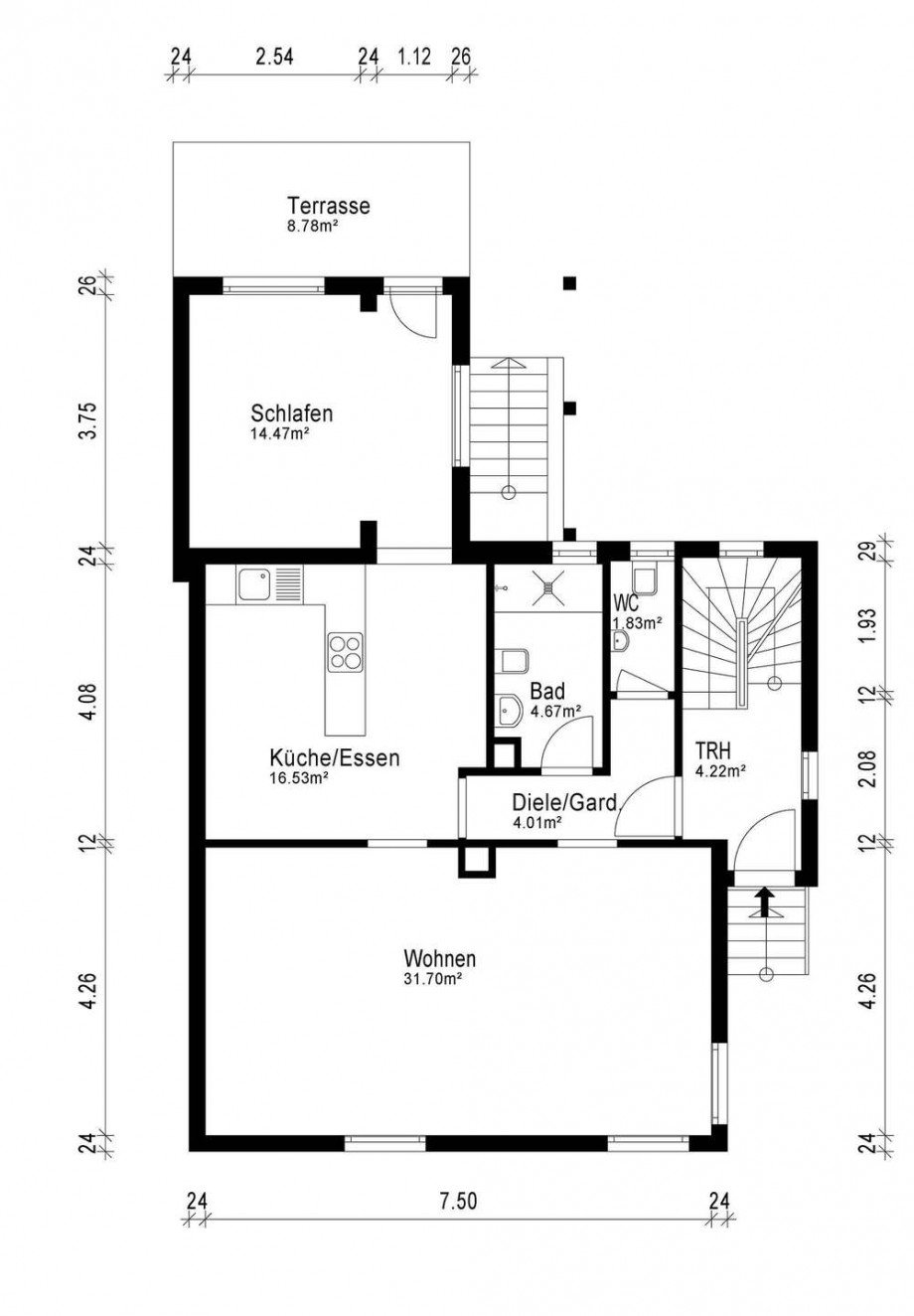 Grundriss Erdgeschoss Einfamilienhaus Riedstadt